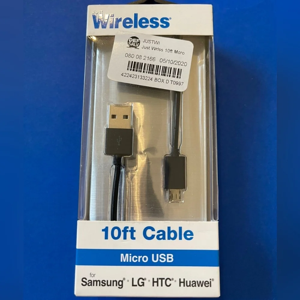 10FT Just Wireless Micro USB Charging Cable (BLACK)